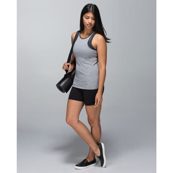 LULULEMON Inspiration Tank Sz 4 Heathered Slate / Deep Coal - Picture 2 of 10